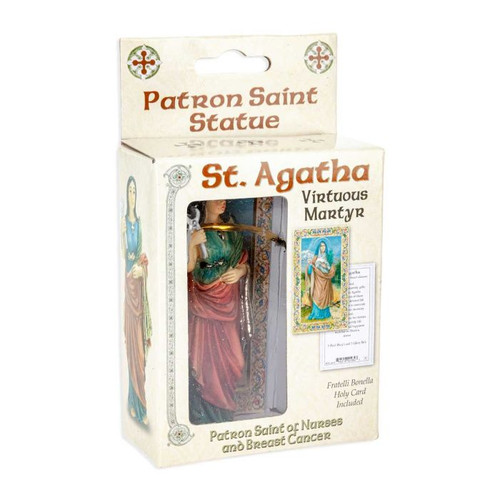 St. Agatha Hand Painted Solid Resin Statue - 4"