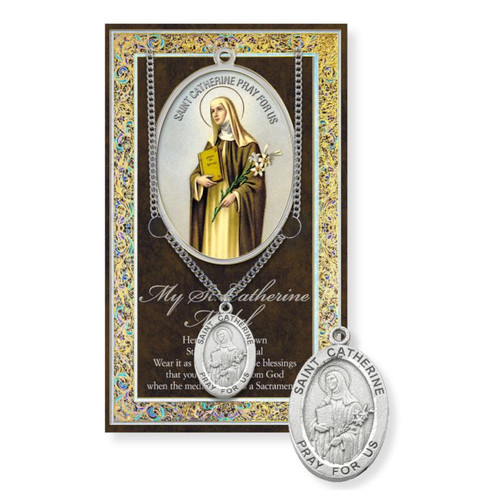 St. Catherine Pewter Pendant with Prayer Card