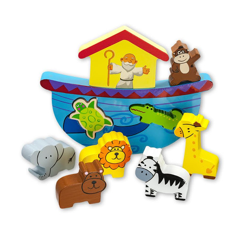 Adorable 10 piece wooden block set of Noah, his ark and the animals. A great way to tell your young child this bible story.
