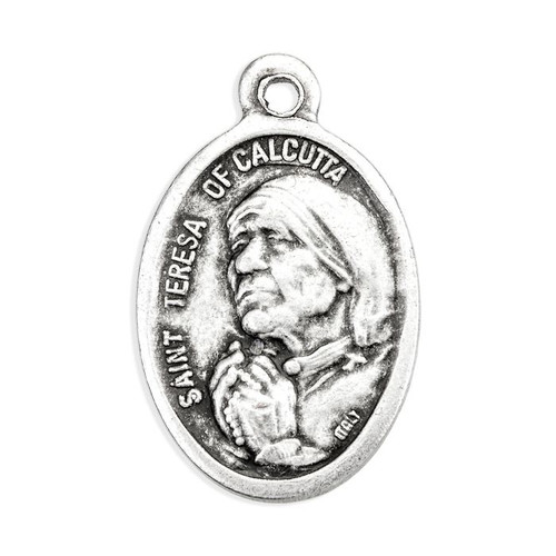 St. Mother Teresa of Calcutta Oval Silver Antiqued Oxidized Medal