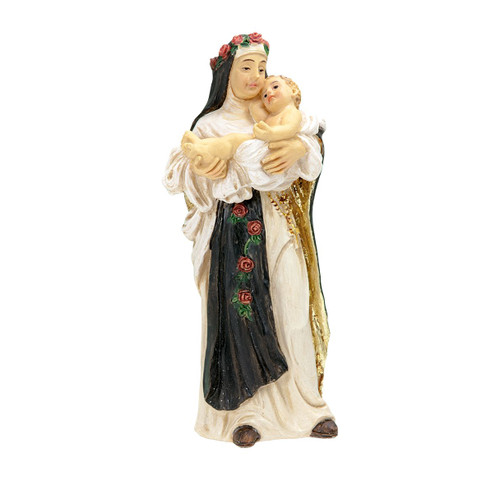 St Rose of Lima Hand Painted Resin Statue - 4"