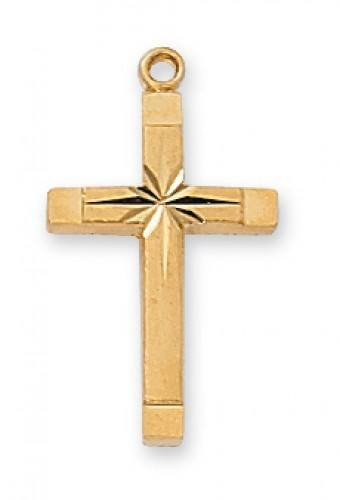 Gold-over Sterling Silver Etched Cross Pendant - 16-18" Chain