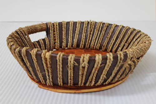 Rustic Round Collection Basket with Slotted Handles - 13"