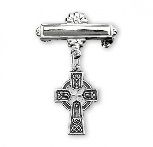 Sterling Silver or Gold-over Sterling Silver Tiny Celtic Cross Bar Pin