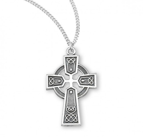 Sterling Silver or Gold over Sterling Silver Celtic Cross Pendant - 18" Chain