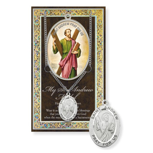 St. Andrew Pewter Medal with Prayer Card 