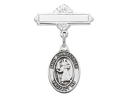 Sterling Silver St Christopher Baby Bar Pin