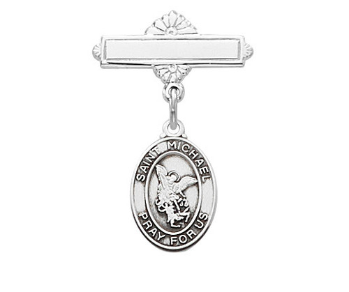 Sterling Silver St Michael Baby Bar Pin