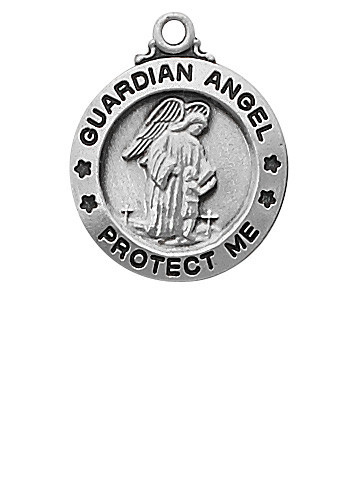 Sterling Silver Guardian Angel Pendant - 18" Chain