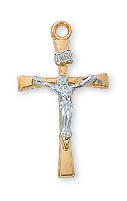 Gold-over Sterling Silver Two-Tone Crucifix - 16-18" Chain