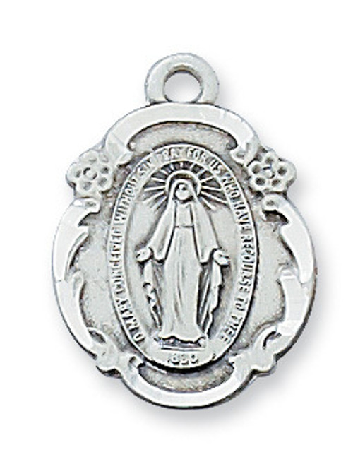 Sterling Silver or Gold over Sterling Silver Miraculous Medal. Medal comes on an 18" rhodium chain. Gift box included.

Made in the USA