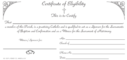 Certificate of Eligibility - Pack of 50