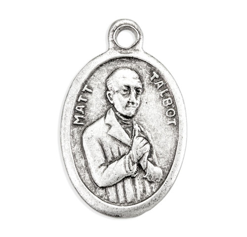 Venerable Matt Talbot Oval Silver Antiqued Oxidized Medal 