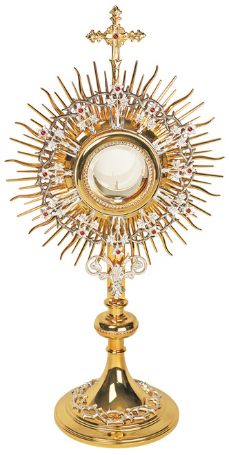 24K Gold-Plated Eucharistic Monstrance with Silver Highlights – 22" H