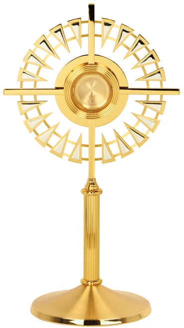 24K Two-Tone Gold-Plated Monstrance with Bright Silver Accents - 24" 