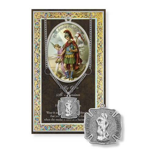 St. Florian Prayer Card and Pewter Medal
