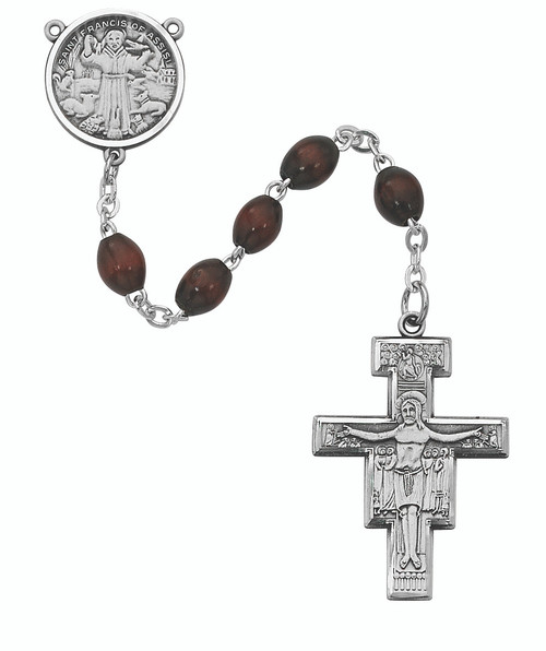 San Damiano Brown Beaded Rosary