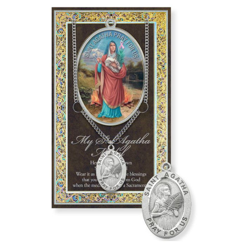 St. Agatha Pewter Pendant with Prayer Card