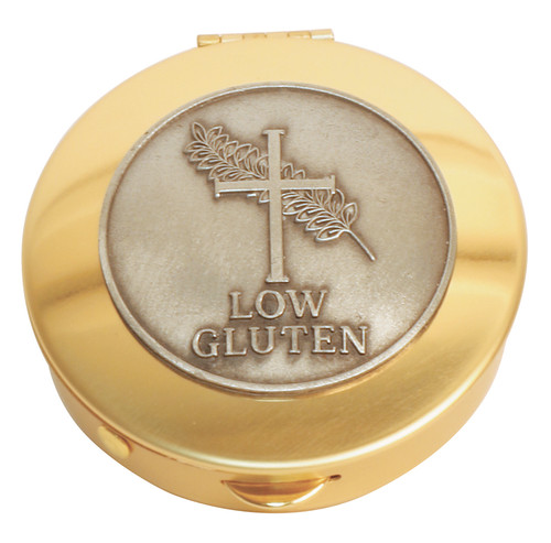 Brass Pyx with Pewter Low Gluten Medallion – 12 Host Capacity