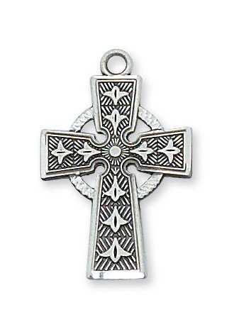Sterling Silver or Gold-over Sterling Silver Celtic Cross Pendant - 18" Chain