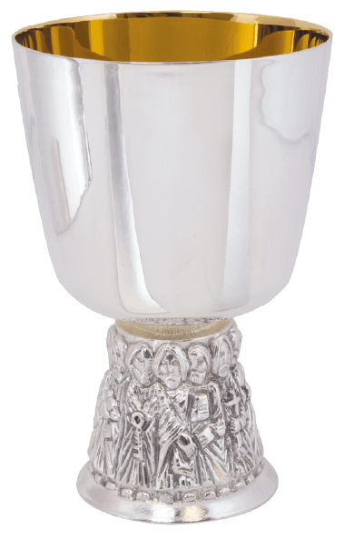 Brite-Star Silver-Plated Chalice with Apostles Relief Base and Bowl Paten 