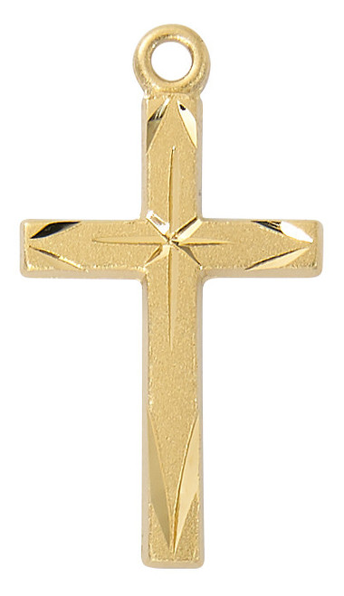 Gold-over Sterling Silver Engraved Cross with Brite Cuts - 16-18" Chain