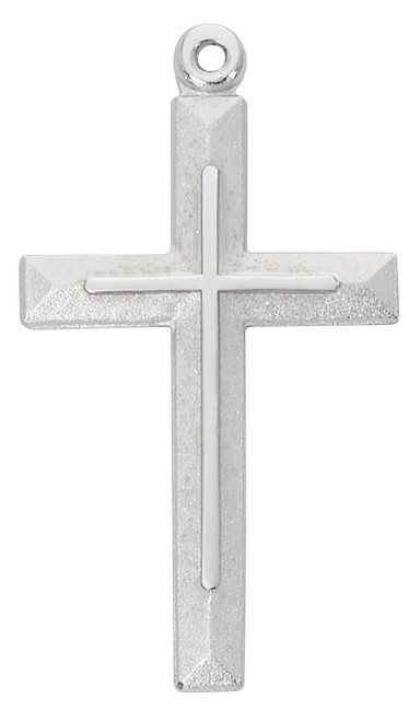 Sterling Silver or Gold-over Sterling Silver Cross Pendant - 24" Chain