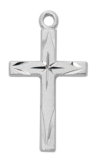 Sterling Silver Engraved Cross with Brite Cuts - 16-18" Chain