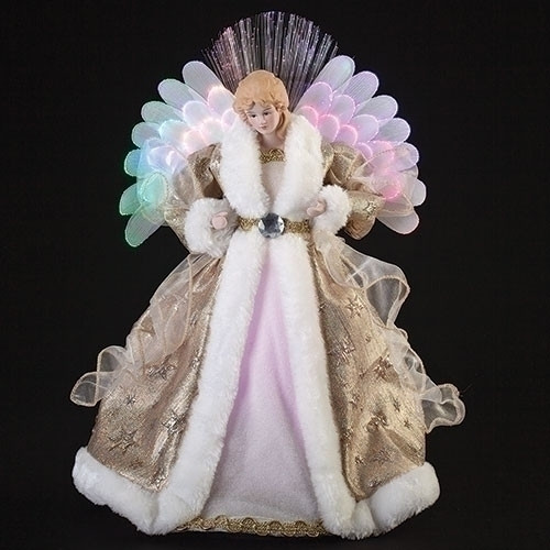 16"H LED Angel Tree topper Fibre Optic Wings