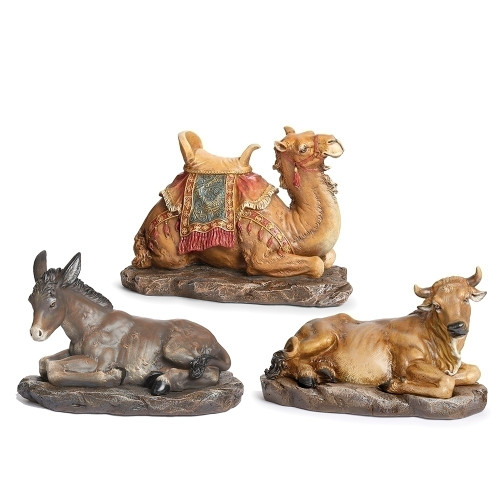 7.75" 3pc Set Animals, Donkey, Camel, Ox