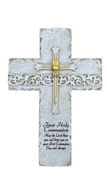 First Communion Wall Cross with Stone Finish
