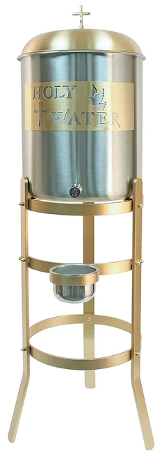 Holy Water Tank with Bronze-Painted Stand – 5, 6 or 10 Gallon