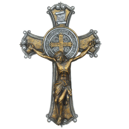St. Benedict Two-Tone Wall Crucifix 