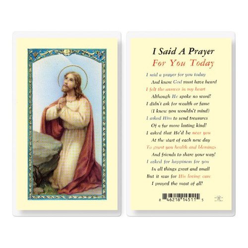 "I Said A Prayer for You Today" Laminated Holy Card