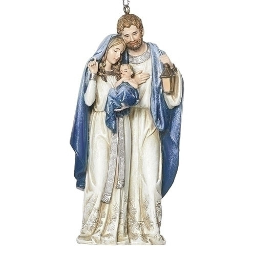 Holy Family Ornament with Navy and Silver Accents