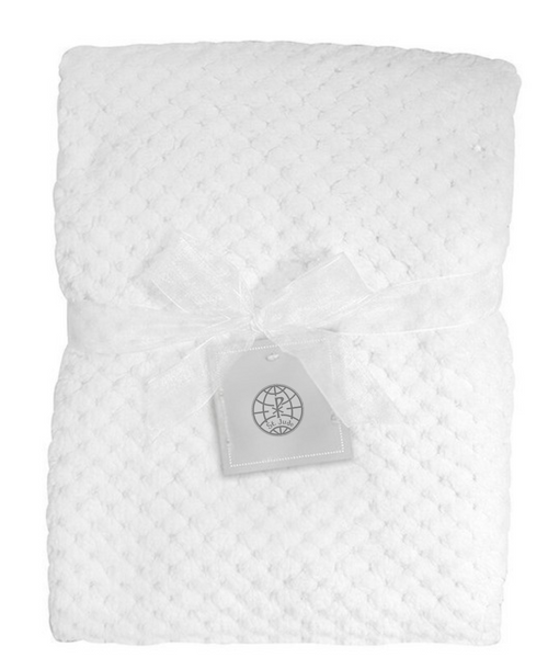 White Fleece Christening Blanket 