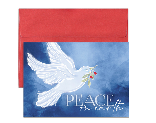 "Peace on Earth" Glowing Dove Boxed Christmas Cards - 16ct