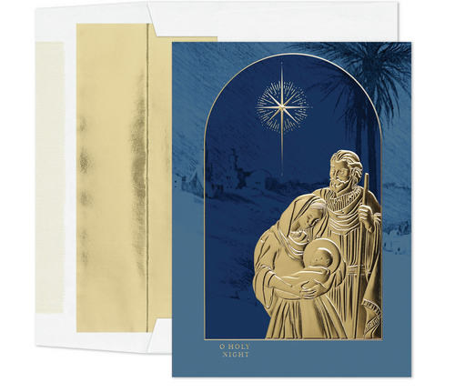 "Glowing Love" Golden Holy Family Boxed Christmas Cards - 15ct