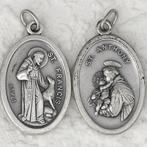 St. Francis and St. Anthony Double-Sided Oxidized Medal St. Francis and St. Anthony Double-Sided Oxidized Medal
