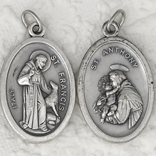 St. Francis and St. Anthony Double-Sided Oxidized Medal