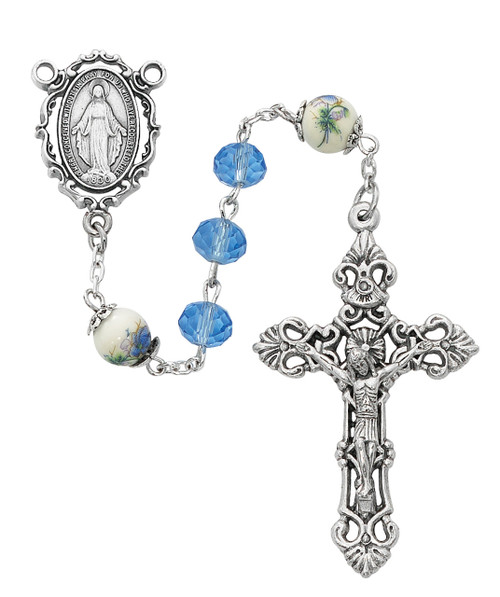 8MM Blue Crystal Rosary 