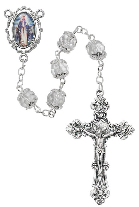 7MM Crystal Our Lady of Grace Enameled Rosary 