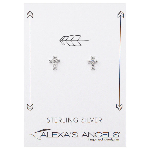 Sterling Silver Tiny Cross Earrings 