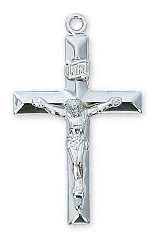 Large Beveled Edge Crucifix Pendant 