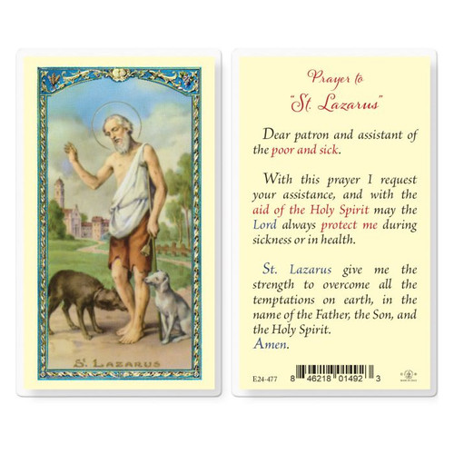 St. Lazarus Laminated Holy Card 
