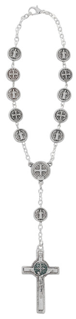 Metal Bead St. Benedict One-Decade Auto Rosary