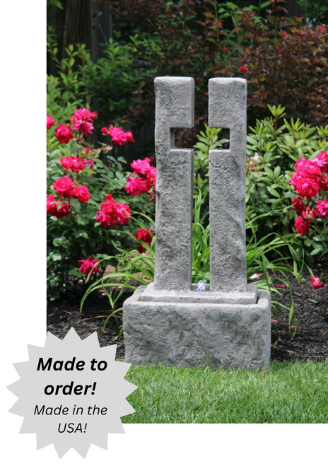 Open Works Cross Outdoor Cement Fountain - 41"