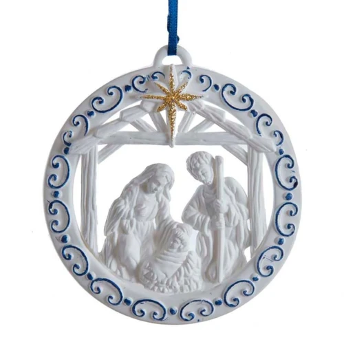 White and Blue Holy Family Ornament