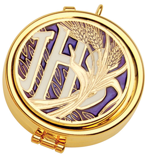 24K Gold-Plated Pyx with Enameled IHS Emblem 