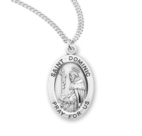 Sterling Silver Oval St. Dominic Medal - 20" Chain
